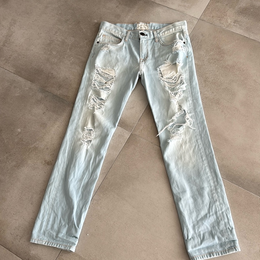 Current Elliot distressed light blue jeans
